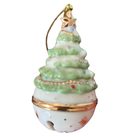 VINTAGE Lenox 4 Festive Christmas Bell Ornaments Gold White Holidays Porcelain - Picture 4 of 8